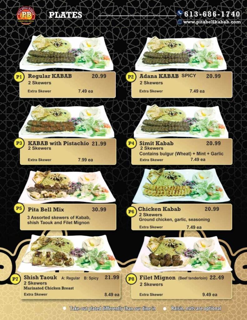 Pita Bell Kabab Menu page 1